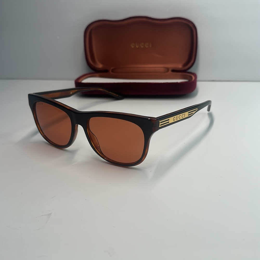 Gucci Sunglasses Men's GG0980S 002 Black/Orange Lenses - Picture 2 of 13